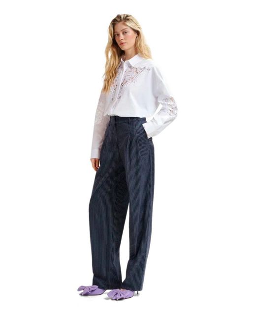 Essentiel Antwerp Blue Herb Pinstripe Trousers
