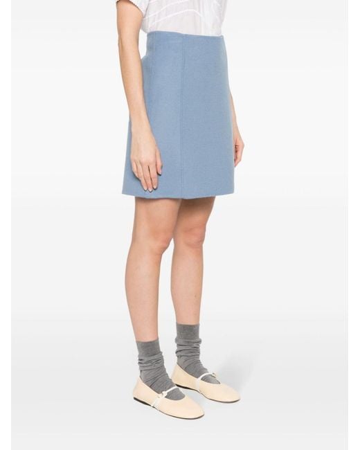 P.A.R.O.S.H. Blue High-Waist Wool Skirt