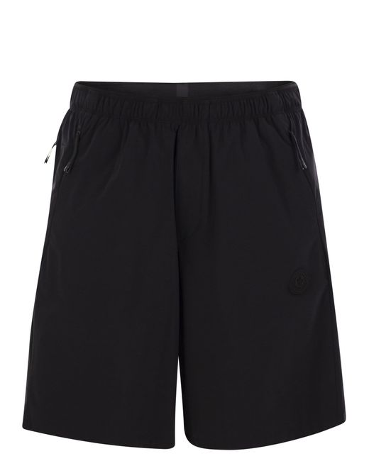 Moncler Black Shorts With Logo Patch for men