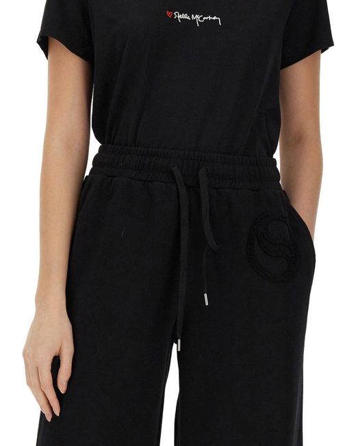 Stella McCartney Black Oversized T-Shirt With Subtle Logo Detail