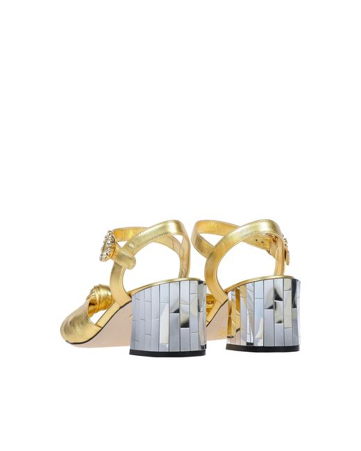 Dolce & Gabbana Metallic Keira Sandalen aus Leder