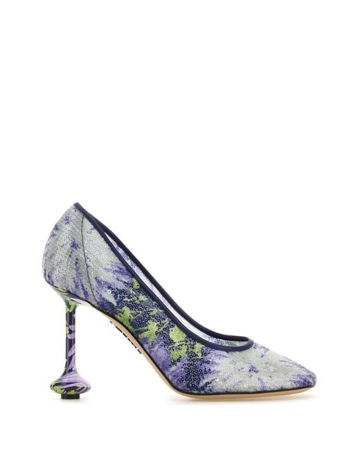 Loewe Blue Embellished Mesh Toy Pumps