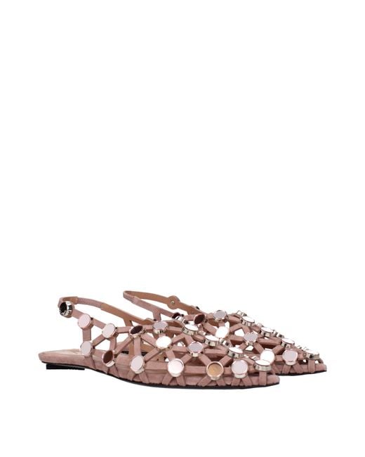 The Attico Pink Ballerine Grid Donna Suede/Mud