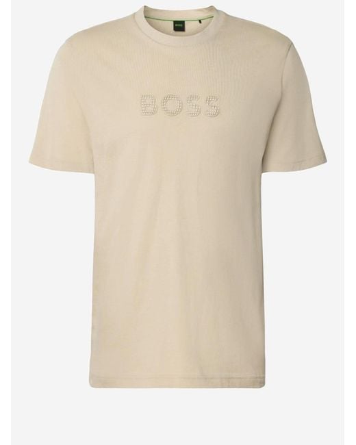 Boss Natural Cotton T Shirt With Logo for men