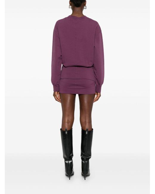 The Attico Purple Fitted Dress With Rubberised Logo Detail