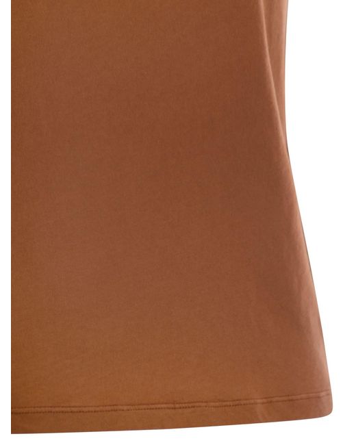 Majestic Brown Crew Neck Short Sleeved Cotton T Shirt