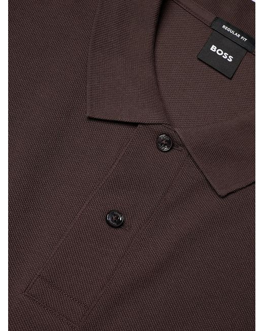 Boss Brown Cotton Polo Shirt With Logo for men