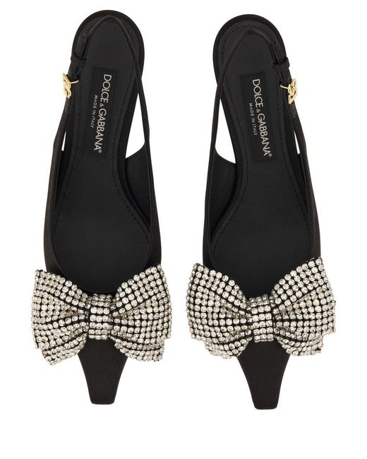Dolce & Gabbana Black Satin Sling Back With Rhinestone Embroidery for men