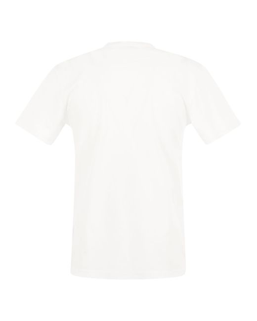 Camiseta de algodón puro de con estampado Woolrich de hombre de color White
