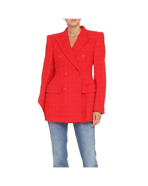 Balenciaga Red Tweed Blazer Jacket