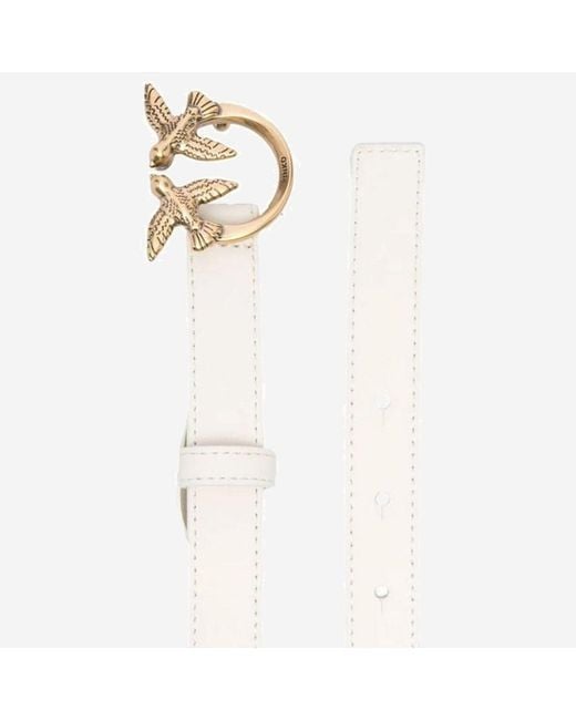 Pinko White Love Berry Leather Belt