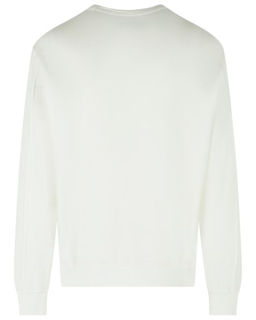 C P Company White Cotton Sweater for men