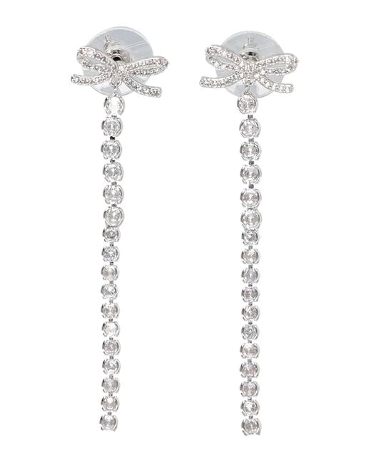 Self-Portrait White Crystal Bow Droplet Earrings