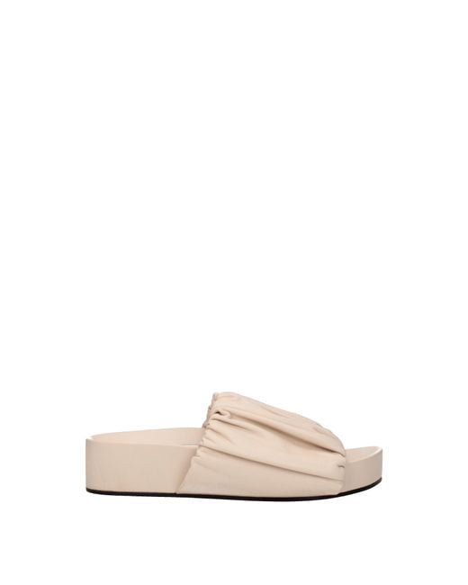 Jil Sander Natural Loafers And Clogs Leather/Powder