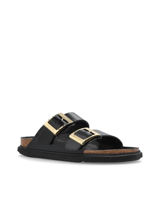 Birkenstock Black Arizona Droplet Buckle High Shine Slides