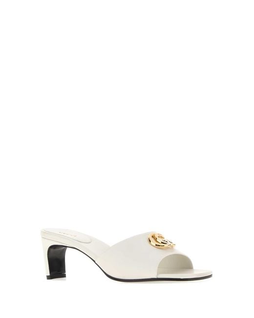 Gucci White Solid Bamboo Heels