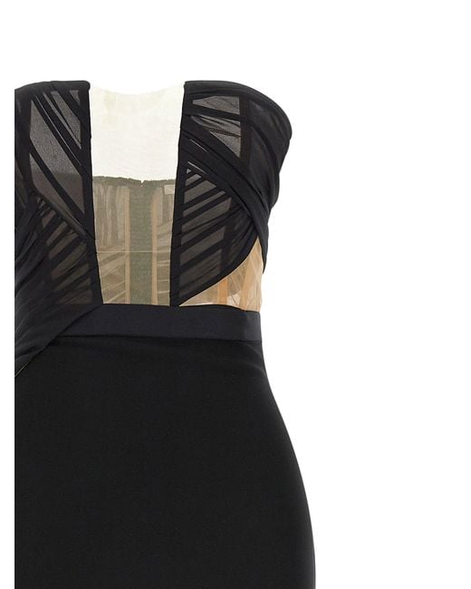 Nensi Dojaka Black 'Corsetted Draped Maxi' Dress