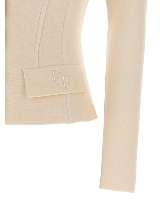 Elisabetta Franchi Natural Fabric-Stitch Wool Blazer