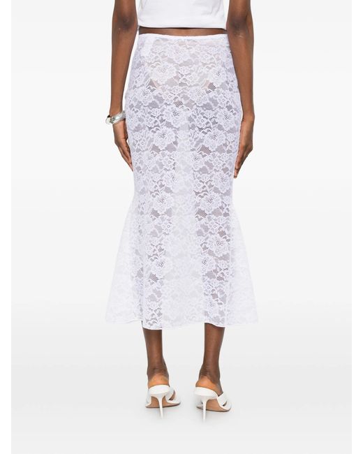 Oseree White Bridal O Lover Lace Long Skirt