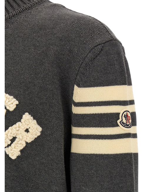 Moncler Bouclé Logo Sweater in Gray für Herren