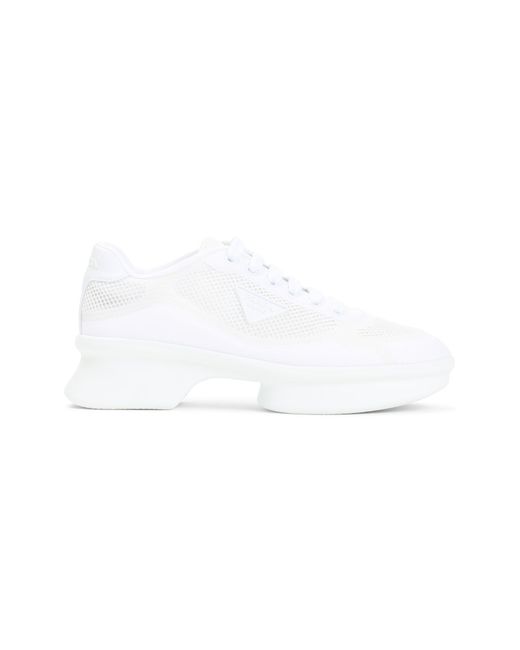 Prada White Mesh Sneakers Textile