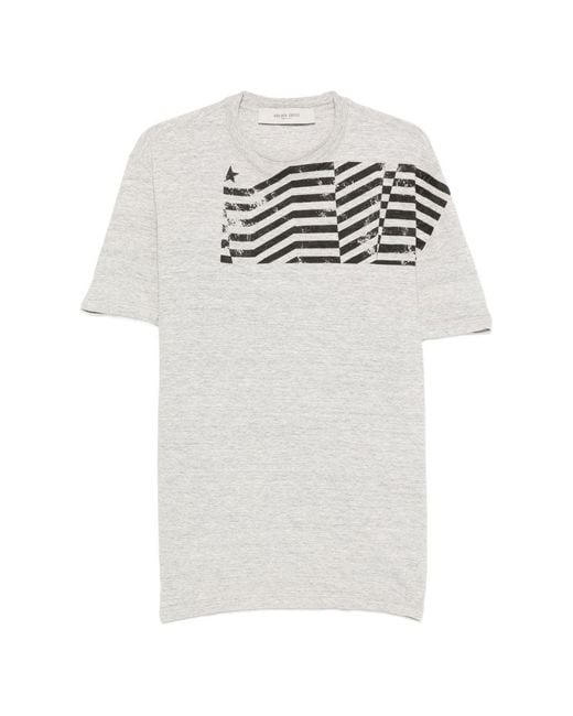 Golden Goose Deluxe Brand White Printed Cotton T-Shirt for men