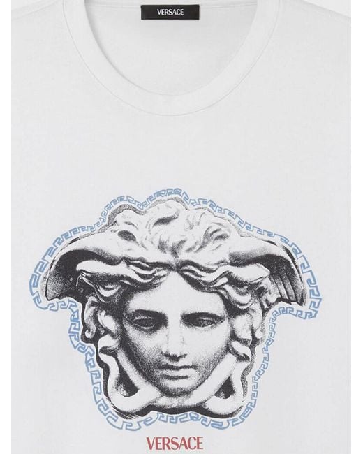 Versace White Cotton T-Shirt With Logo Print for men