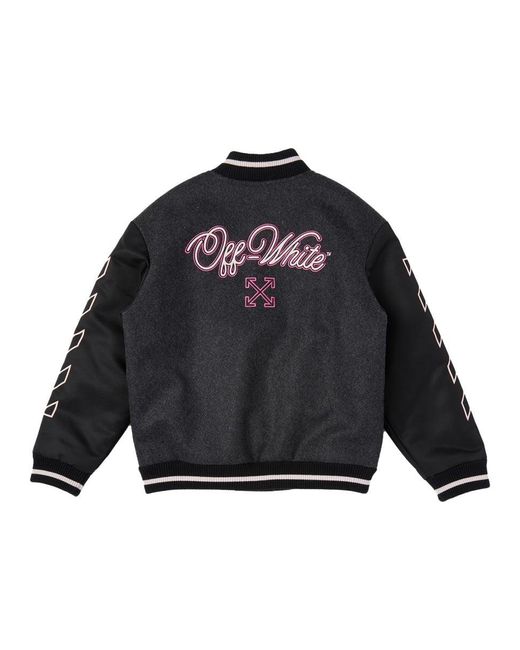Off-White c/o Virgil Abloh Black Kids Patch Varsity Jacket