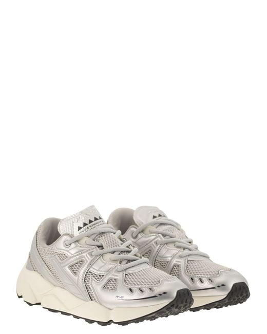 RUN OF White Leather And Fabric Trainers for men