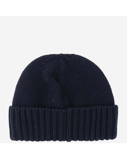 Woolrich Blue Wool Beanie With Logo for men
