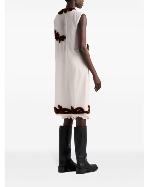 Prada Natural Embroidered Georgette Dress