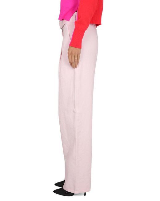 Philosophy Di Lorenzo Serafini Pink Relaxed High-Waisted Denim Pants With Pleats