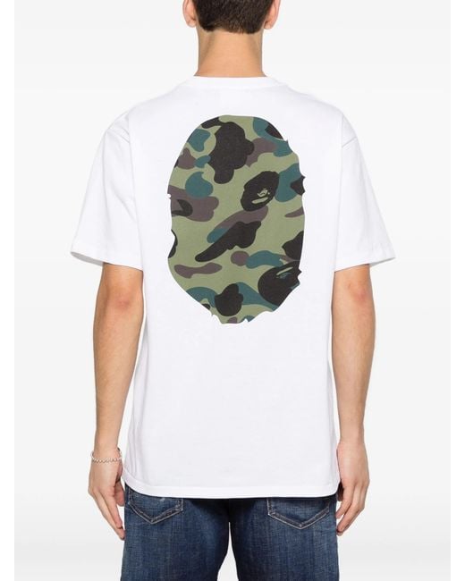 A Bathing Ape White 1 St Camo Big Ape Head Tee M