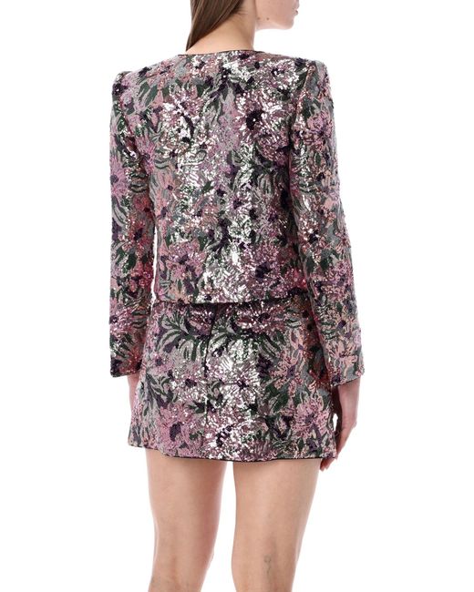 Self-Portrait Multicolor Floral Sequin Jacket