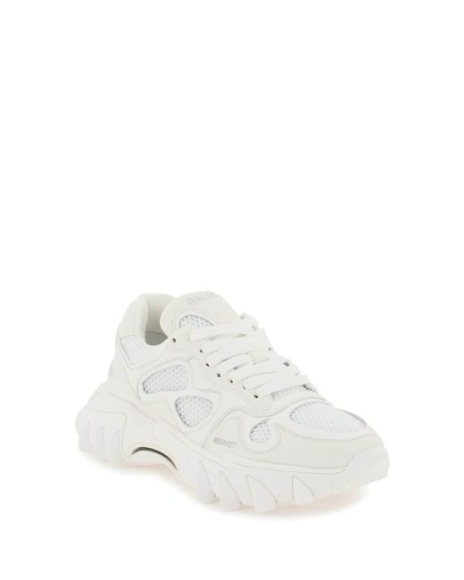 Balmain B East Leather And Mesh Sneakers in het White