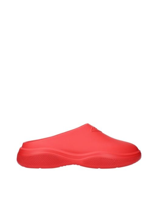 Prada Red Slippers And Clogs Mellow Rubber