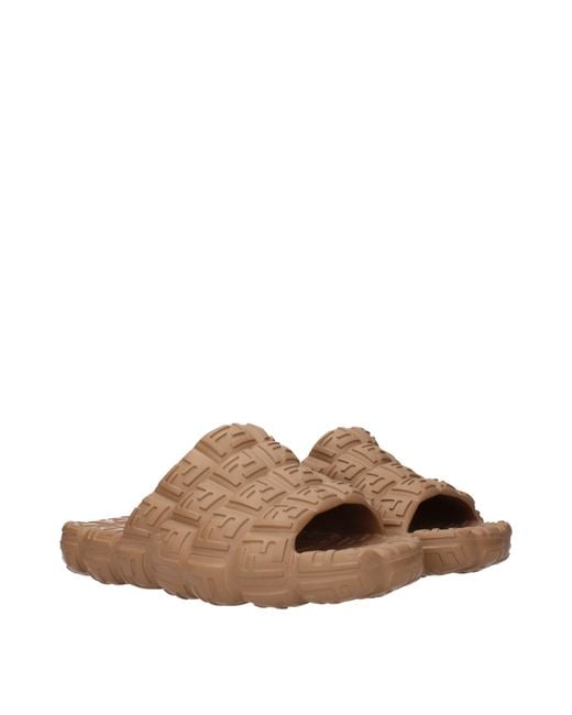 Fendi Brown Ciabatte E Zoccoli Eva Uomo Gomma Marrone/Fango