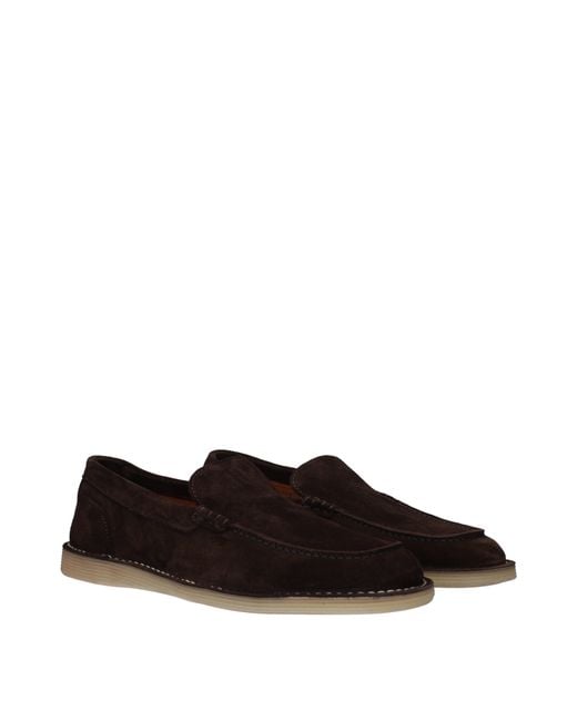 Dolce & Gabbana Black Dolce&Gabbana Slip On New Florio Ideal Uomo Camoscio Marrone/Ebano