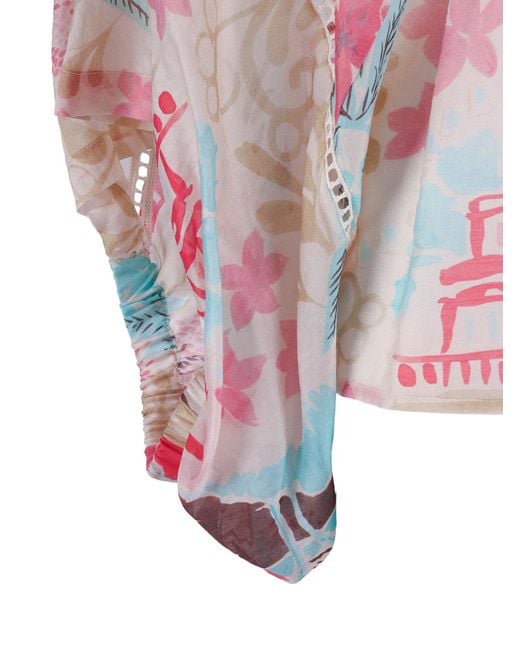 Ermanno Scervino Pink Pastel Lace Abstract Blouse