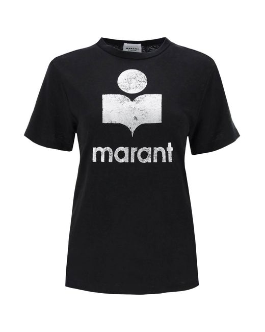 Camiseta de zewel con estampado de logotipo metálico Isabel Marant de color Black