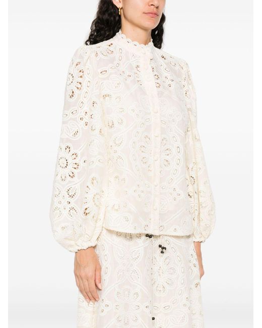 Camisa con bordado floral Zimmermann de color White