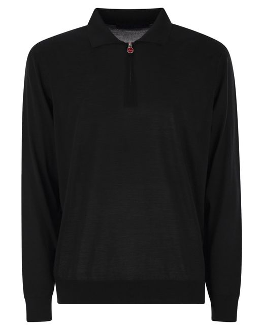 Kiton Black Wool Polo Shirt for men