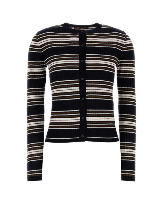 MM STUDIO Black Embroidered Silk Blend Piombo Cardigan