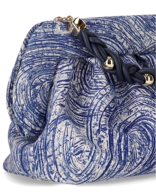 THEMOIRÈ Blue Bios Porridge Print Deep Ocean Clutch Bag