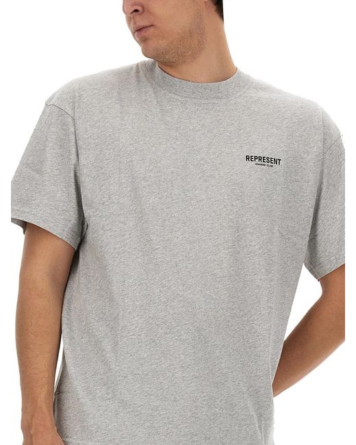 Represent Gray Cotton Crew-Neck T-Shirt T-Shirts for men