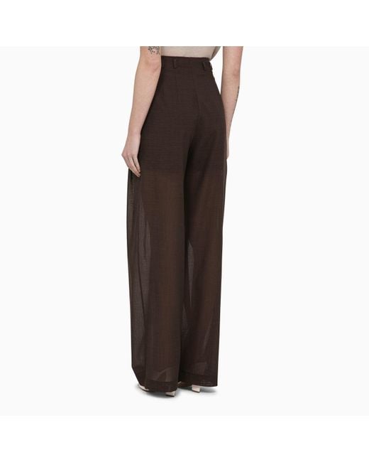 Philosophy Brown Wool Blend Palazzo Trousers