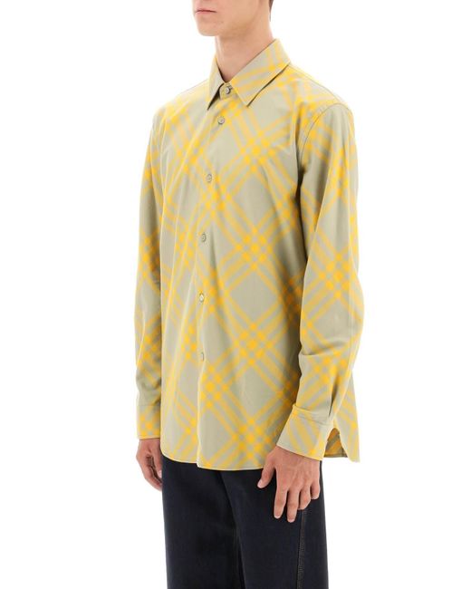 Camicia Check di Burberry in Yellow da Uomo