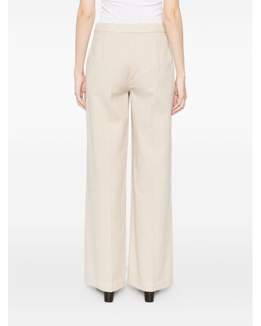 Via Masini 80 White Cotton Wide Leg Trousers