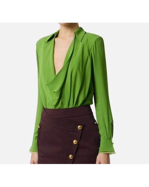 Elisabetta Franchi Green Viscose Georgette Bodysuit