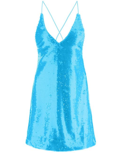 Ganni Mini-jurk Met Lovertjes in het Blue